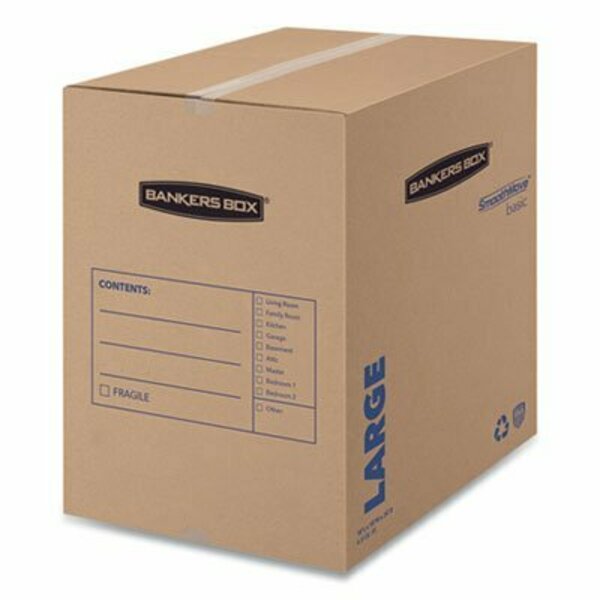 Fellowes MOVING BOXES, LARGE, REGULAR SLOTTED CONTAINER RSC, 18inX18inX24in, BROWN KRAFT/BLUE, 15CT 7714001